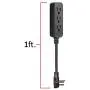 GE Designer 1 Ft Power Strip with 6 Inch Braided Extension 3 Grounded Outlets, Flat Plug, Mini Cord, Premium, Black, 45191