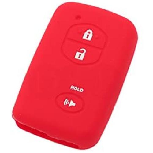 SEGADEN Silicone Cover Protector Case Holder Skin Jacket Compatible with TOYOTA 3 Button Smart Remote Key Fob CV2404 Red
