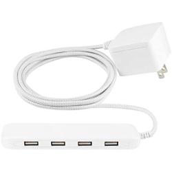 GE Ultra Pro 4 Port USB Extension Cord Power Strip, 6 Ft Braided Cord, 24W Total Power, For iPhone 12/11/Pro/Max/XS/XR/X/8, iPad Pro, Samsung Galaxy S21/S10/S9/Plus, Google Pixel 5/C/3/2/XL, 44139