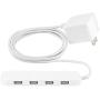 GE Ultra Pro 4 Port USB Extension Cord Power Strip, 6 Ft Braided Cord, 24W Total Power, For iPhone 12/11/Pro/Max/XS/XR/X/8, iPad Pro, Samsung Galaxy S21/S10/S9/Plus, Google Pixel 5/C/3/2/XL, 44139