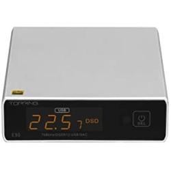 Topping E30 Mini Stereo DAC HiFi AK4493 Coaxial Optical Fiber USB Input Converter 32Bit/768kHz DSD512 Decoder for Home Theater Game Music Sliver
