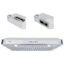 Awoco RH-R06 Rectangle Vent 6'' High Stainless Steel Under Cabinet 4 Speeds 900CFM Range Hood with LED Lights (36''W Rectangle Vent)