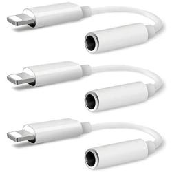 [Apple MFi Certified] iPhone Headphone Adapter,3-Pack Lightning to 3.5 mm Headphones/ Earbuds/Earphones Jack Adapter Cord Dongle Aux Cable Converter Accessories Compatible with iPhone 11/Xs/XR/X/8/7