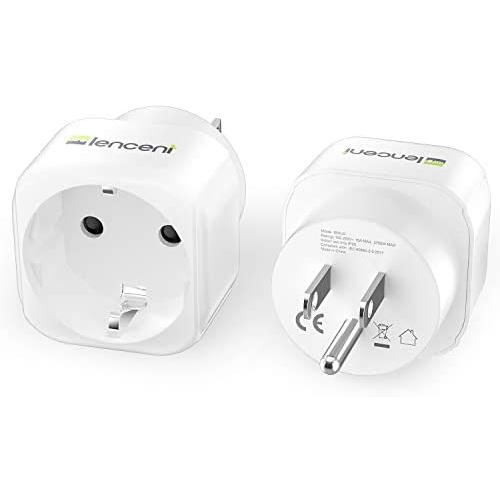 Europe to US Plug Adapter, 2 Pack LENCENT European to USA Adapter, American Outlet Plug Adapter, EU to US Adapter, Europe to USA Travel Plug Converter
