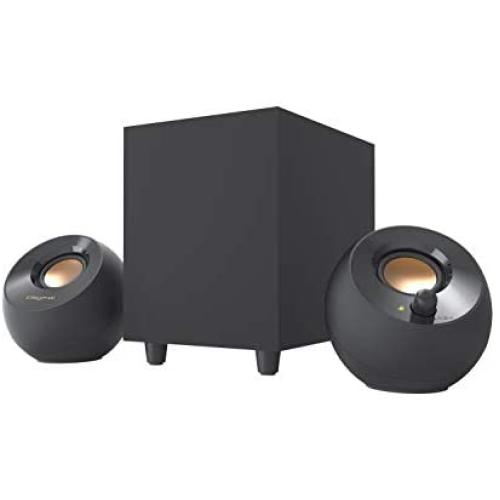 Creative Pebble Plus 2.1 USB-Powered Desktop Speakers with Powerful Down-Firing Subwoofer and Far-Field Drivers, Up to 8W RMS Total Power for Computer PCs and Laptops (Black)