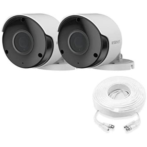 Wisenet SDC-89445BF 5MP CCTV Surveillance Weatherproof Bullet Security Camera 82ft IR Distance Plastic Housing 3.6mm Lens 104° Wide Angle (Double Pack)