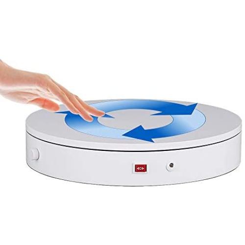 ComXim Professional 360 Degree Photography Turntable for Product Photography, 15.8in(40cm) Diameter,Manual Rotation or Plug-in Rotation,Adjustable Speed and Direction, to dispaly Products (White)