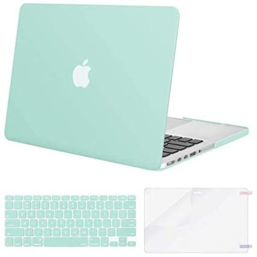 MOSISO Case Only Compatible with MacBook Pro Retina 13 inch (Models: A1502 & A1425) (Older Version Release 2015 - end 2012), Plastic Hard Shell Case & Keyboard Cover & Screen Protector, Mint Green