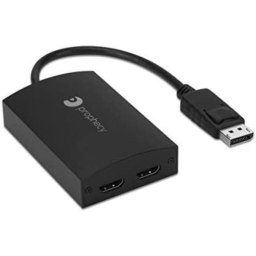 gofanco Prophecy 1x2 DisplayPort 1.2 to 2 Port HDMI Multi Monitor Adapter Splitter – DP to Dual HDMI MST Hub, 4K @30Hz, for Windows PCs, Not Mac OS Compatible, Eyefinity Support (PRO-MSTDP2HD)