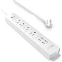 Power Strip Flat Plug, TROND Surge Protector with 4 Outlets & 4 USB Ports, 3ft Short Cord, Wall Mount, Compact and Slim for Home Office Desktop Nightstand Kitchen, White