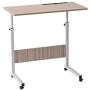 Natwind Mobile Side Table 31.5 Inches Rolling Overbed Laptop Desk with Tablet Slot & Wheels Height Adjustable Portable Workstation Laptop Computer Stand Cart for Bed Sofa White Maple
