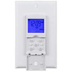 BN-LINK 7 Day Programmable In-Wall Timer Switch for Lights, fans and Motors, Single Pole and 3 Way (Compatible with SPDT) Both Use, Neutral Wire Required, White (Blue Backlight)