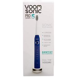 Voom Sonic Pro 5 Series Rechargeable Electronic Toothbrush | Dentist Recommended | Advanced Oral Care | 2 Minute Timer with Quadrant Pacing | 5 Adjustable Speeds | Soft Dupont Nylon Bristles