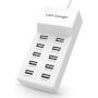 USB Charger USB Charging Station with Rapid Charging Auto Detect Technology Safety Guaranteed 10-Port Family-Sized Smart USB Ports for Multiple Devices Smart Phone Tablet Laptop Computer