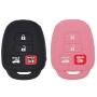 LemSa 2 Pack Keyless Entry Remote Car Key Fob Outer Shell Cover Soft Rubber Silicone Protector Keyless Jacket Case for Toyota Camry Avalon Corolla RAV4 Highlander Venza HYQ12BDM, Black Pink