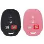 LemSa 2 Pack Keyless Entry Remote Car Key Fob Outer Shell Cover Soft Rubber Silicone Protector Keyless Jacket Case for Toyota Camry Avalon Corolla RAV4 Highlander Venza HYQ12BDM, Black Pink
