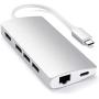 Satechi Aluminum Multi-Port Adapter V2-4K HDMI (60Hz), Gigabit Ethernet, USB-C Pass-Through, SD/Micro Card Readers, USB 3.0 - Compatible with 2020 MacBook Pro, 2020 MacBook Air (Silver)
