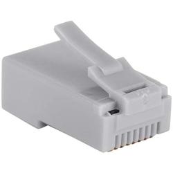Monoprice 8P8C RJ45 Plug with Inserts for Solid Cat6 Ethernet Cable - Gray (100 Pcs/Pack) Gold Plated Contacts