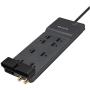 Belkin 8-Outlet Home And Office Surge Protector, Telephone Line And Flat AC Plug, 12ft Cord , Black