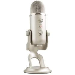 Blue Yeti USB Mic for Recording & Streaming on PC and Mac, 3 Condenser Capsules, 4 Pickup Patterns, Headphone Output and Volume Control, Mic Gain Control, Adjustable Stand, Plug & Play - Platinum