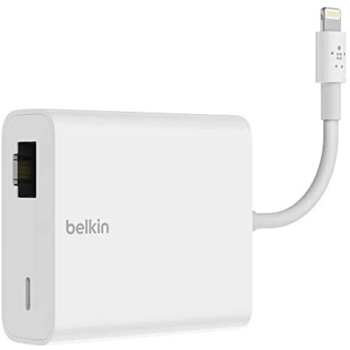 Belkin Ethernet + Power Adapter with Lightning Connector (Mfi-Certified Lightning to Ethernet Adapter for iPad POS Systems) (B2B165bt)