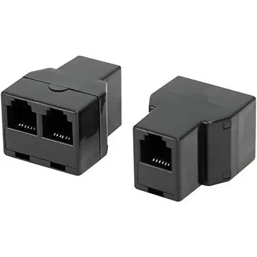 RJ12 6P6C 1 Female to 2 Female Telephone Line Splitters, Uvital Telephone Landline Cable Connector and Separator(Black,2 Pack)
