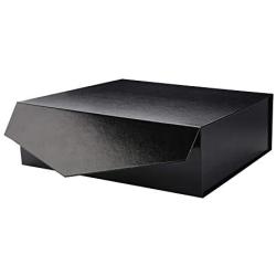 PACKHOME Gift Box 14x9.5x4.5 Inches, Large Gift Box with Lid, Groomsman Box, Sturdy Storage Box, Collapsible Gift Box with Magnetic Closure (Glossy Black with Embossing)