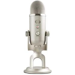 Blue Yeti USB Mic for Recording & Streaming on PC and Mac, 3 Condenser Capsules, 4 Pickup Patterns, Headphone Output and Volume Control, Mic Gain Control, Adjustable Stand, Plug & Play - Platinum