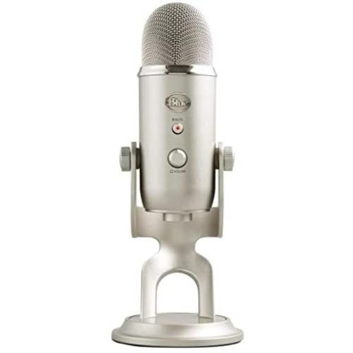 Blue Yeti USB Mic for Recording & Streaming on PC and Mac, 3 Condenser Capsules, 4 Pickup Patterns, Headphone Output and Volume Control, Mic Gain Control, Adjustable Stand, Plug & Play - Platinum