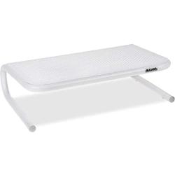 Allsop Metal Art Jr. Monitor Stand, 14-Inch wide platform holds 40 lbs with keyboard storage space – White (31881)