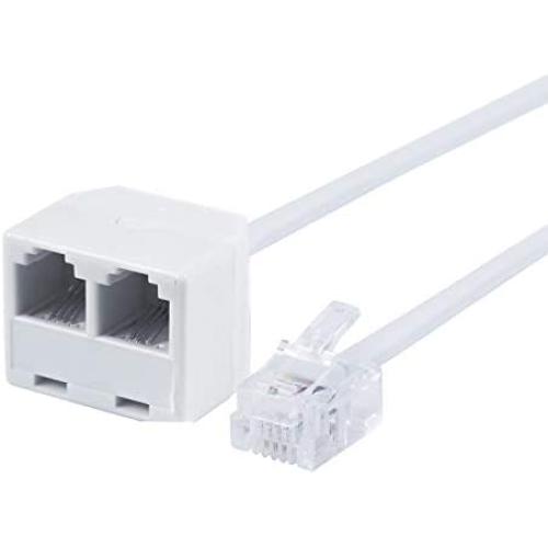 Power Gear 76572 Dual Jack Phone Cord, 25 ft. (White)