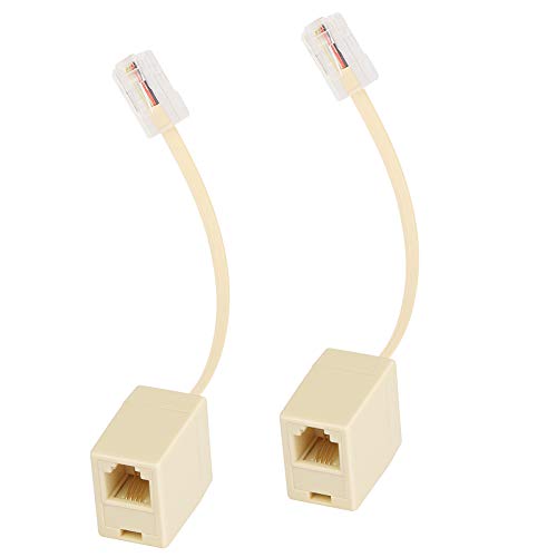 RJ45 to RJ11 Converter Adapter Connector M/F Cable,Uvital Telephone RJ11 6P4C Female to Ethernet RJ45 8P8C Male Converter Cord (Cream, 2 Pack)
