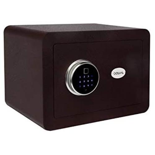 Golval EF25 Home Steel Security Safe Box, Biometric Fingerprint Quick-Access Safe with New-Gen Full Keypad Module Wide, Solid Steel Safe Strongbox for Cash,Jewelry, Guns, Valuables (red)