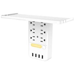 6 OUTLETS & 4 USB PORTS Surge Protector Wall Outlet, Just plug-in wall plug to power any smartphone including Phone and Android, lamps, laptops, hair dryer or other electronic.