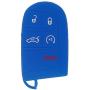 LemSa 2pcs Silicone 5 Button Smart Key Fob Cover Remote Keyless Entry Bag Compatible with Jeep Grand Cherokee Dodge Challenger Charger Dart Durango Journey Chrysler 300, Black Blue