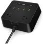 Electronic Alarm Clock Charger Power Strip Surge Protector, 4 USB Ports 2 Outlets 6FT Power Cord Charging Station for Bedside,Home,Hotel,Office (Adjustable Brightness, ON/Off Switch,DST Time)