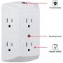GE 6-Outlet Wall Tap, 2 Pack, Reset Button, Circuit Breaker, Power Extender, Adapter Spaced, 3 Prong Plug, Grounded, UL Listed, White, 46854