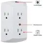 GE 6-Outlet Wall Tap, 2 Pack, Reset Button, Circuit Breaker, Power Extender, Adapter Spaced, 3 Prong Plug, Grounded, UL Listed, White, 46854