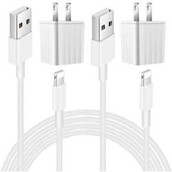 [Apple MFi Certified] iPhone Charger, Veetone 2Pack 3FT Lightning to USB Fast Charging Data Sync Transfer Cord with 2Pack USB Wall Charger Travel Plug Compatible for iPhone 12/12 Pro/11/XS/XR/X 8/iPad