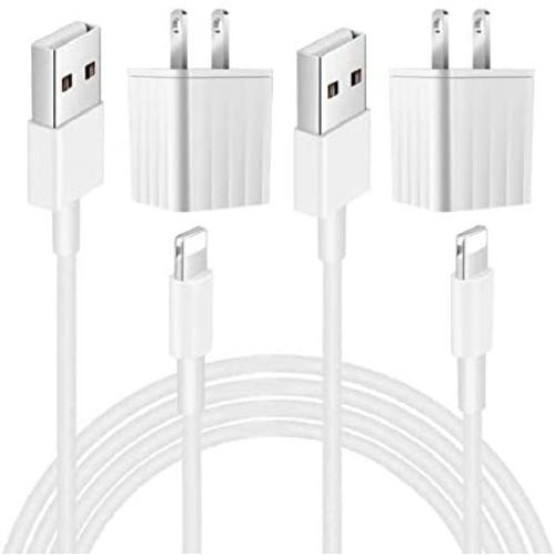 [Apple MFi Certified] iPhone Charger, Veetone 2Pack 3FT Lightning to USB Fast Charging Data Sync Transfer Cord with 2Pack USB Wall Charger Travel Plug Compatible for iPhone 12/12 Pro/11/XS/XR/X 8/iPad