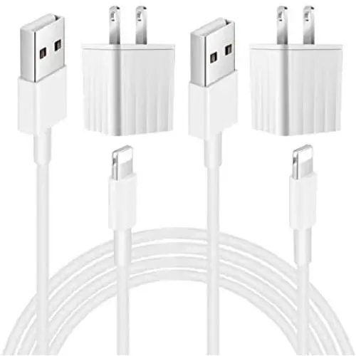 [Apple MFi Certified] iPhone Charger, Veetone 2Pack 3FT Lightning to USB Fast Charging Data Sync Transfer Cord with 2Pack USB Wall Charger Travel Plug Compatible for iPhone 12/12 Pro/11/XS/XR/X 8/iPad