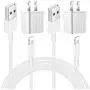[Apple MFi Certified] iPhone Charger, Veetone 2Pack 3FT Lightning to USB Fast Charging Data Sync Transfer Cord with 2Pack USB Wall Charger Travel Plug Compatible for iPhone 12/12 Pro/11/XS/XR/X 8/iPad