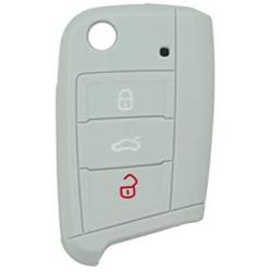 SEGADEN Silicone Cover Protector Case Skin Jacket Compatible with VOLKSWAGEN 3 Button Flip Remote Key Fob CV9803 Gray