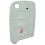 SEGADEN Silicone Cover Protector Case Skin Jacket Compatible with VOLKSWAGEN 3 Button Flip Remote Key Fob CV9803 Gray