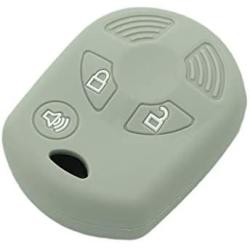SEGADEN Silicone Cover Protector Case Holder Skin Jacket Compatible with FORD 3 Button Remote Key Fob CV2705 Gray