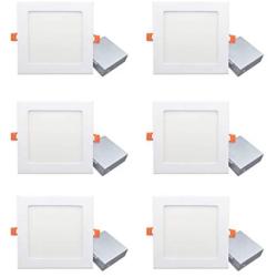 ANC 6 inch 120V IC Rated LED Recessed Low Profile Square Panel Light, Dimmable Wafer Light, 12W 5000K 900lm Canless Downlight, ETL Listed 6 Pack