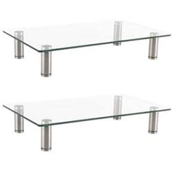 WALI Tempered Glass Monitor Riser Desktop Stand Height Adjustable Table Top for Flat Screen LCD LED TV, Laptop, Notebook, Display (GTT01-2), 2 Pack