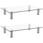 WALI Tempered Glass Monitor Riser Desktop Stand Height Adjustable Table Top for Flat Screen LCD LED TV, Laptop, Notebook, Display (GTT01-2), 2 Pack