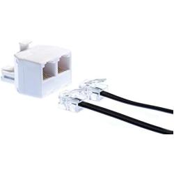 Duplex Jack Phone Wall Adapter - 1 Pack, White - 2-Way Phone Splitter (2 Lines) Wall Jack Phone RJ11 Adapter