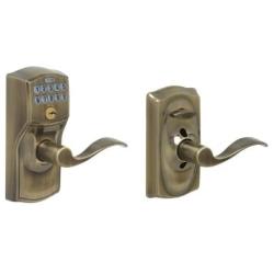 Schlage FE595 CAM 609 Acc Camelot Keypad Entry with Flex-Lock and Accent Levers, Antique Brass